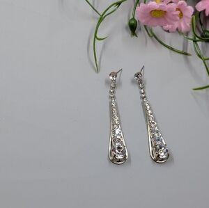 Elegant Silver Drop Earrings Vintage Y2K with Genuine Crystal